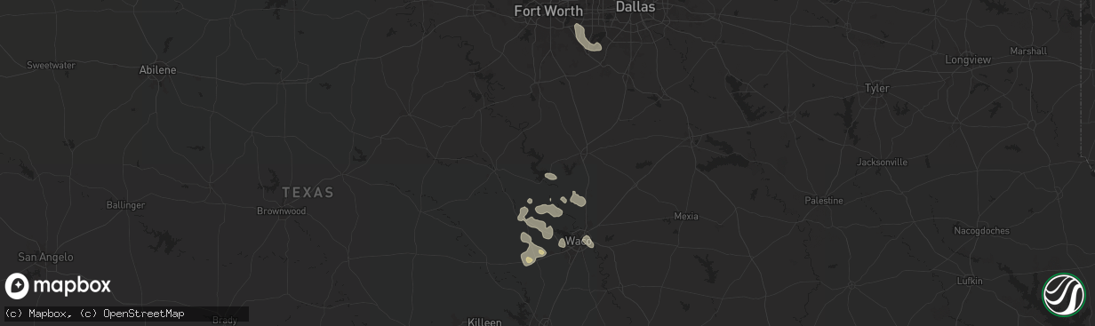 Hail map in Whitney, TX on June 5, 2024