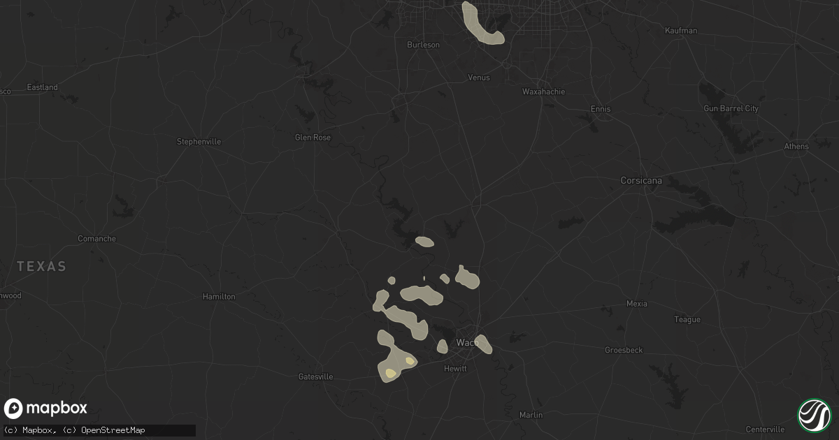 Hail map in Whitney, TX on June 5, 2024