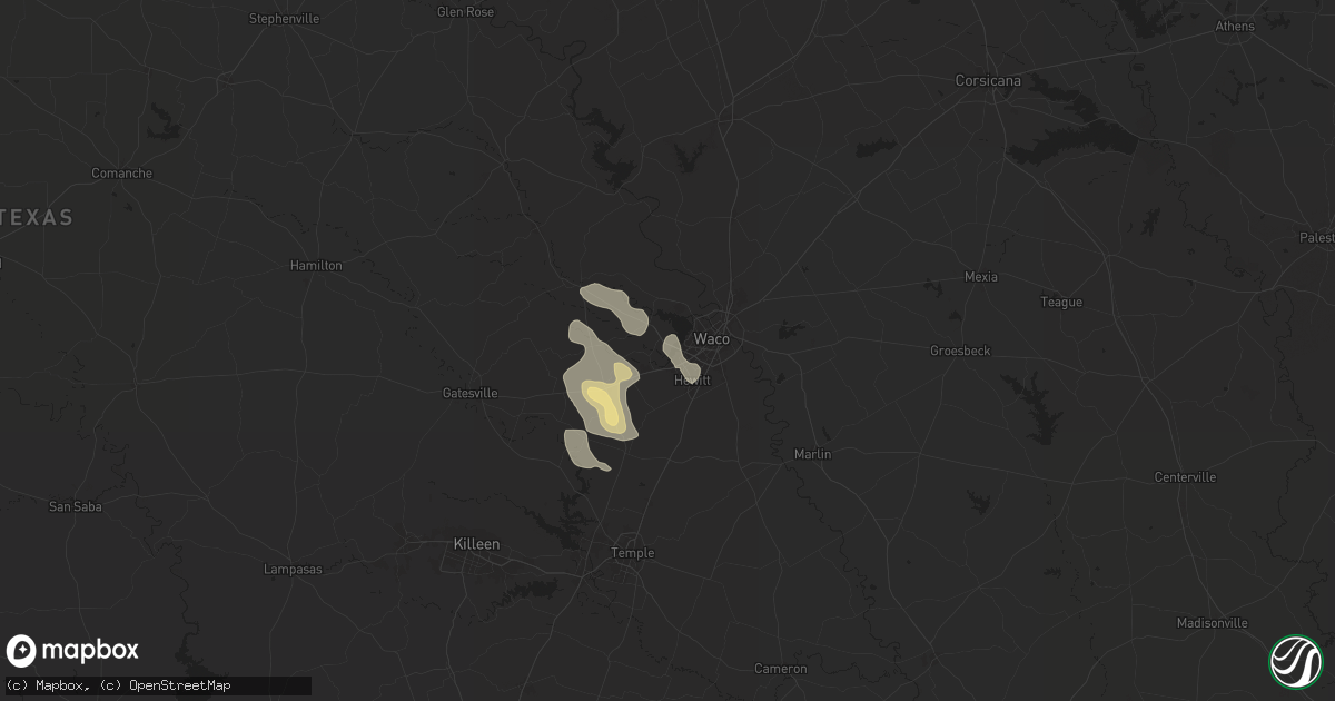 Hail map in Woodway, TX on June 5, 2024