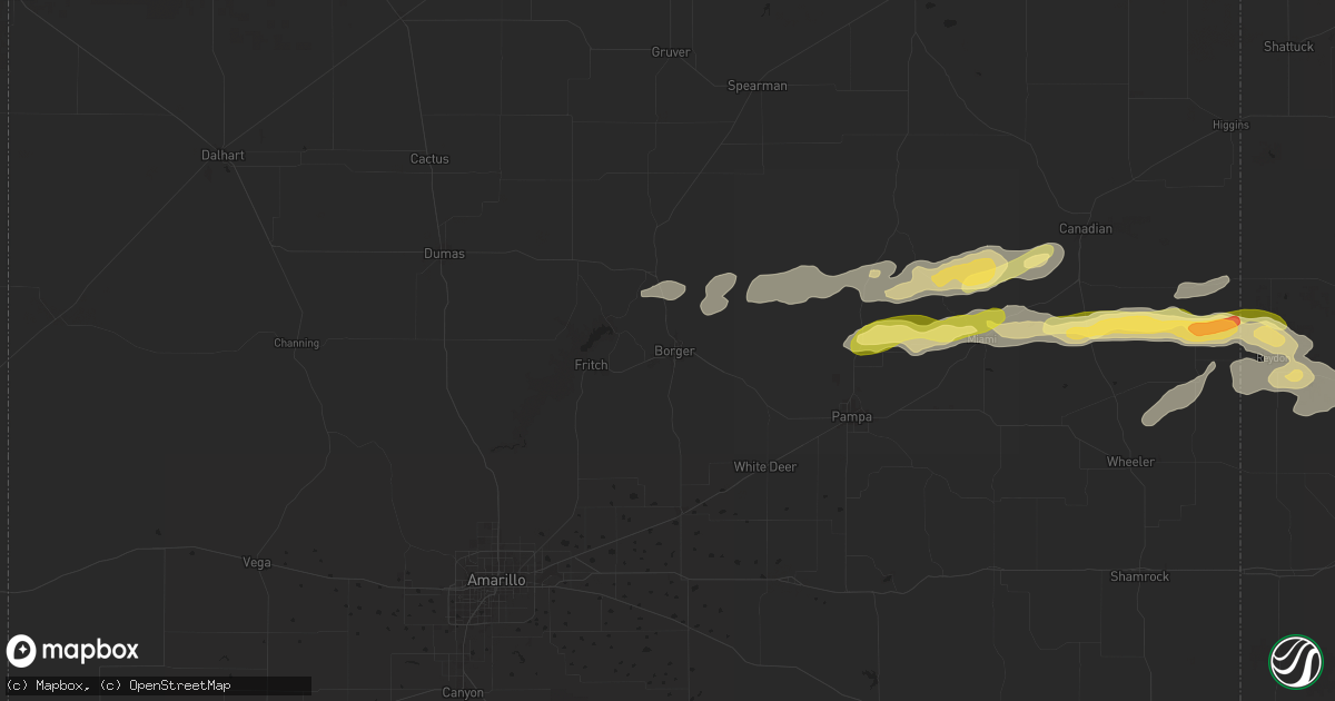 Hail map in Borger, TX on June 5, 2025