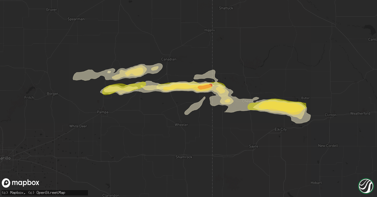 Hail map in Briscoe, TX on June 5, 2025