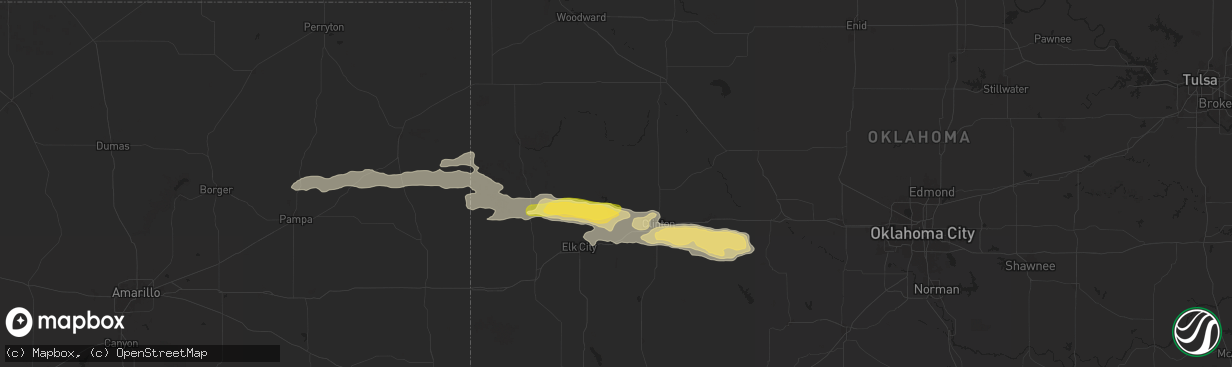 Hail map in Butler, OK on June 5, 2025