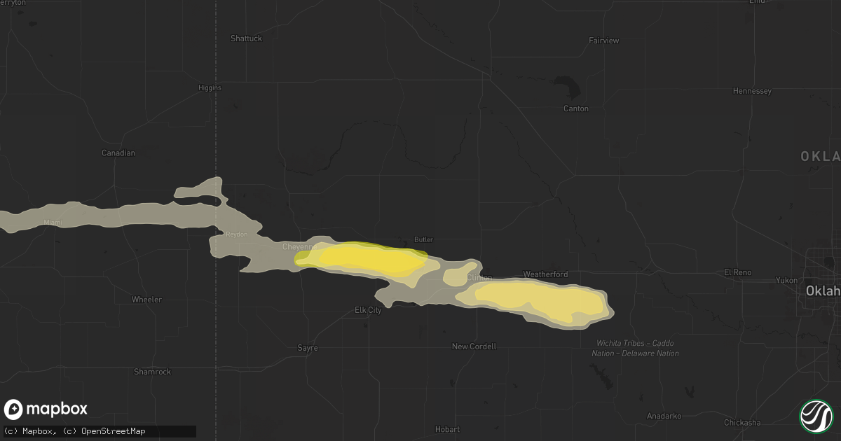 Hail map in Butler, OK on June 5, 2025