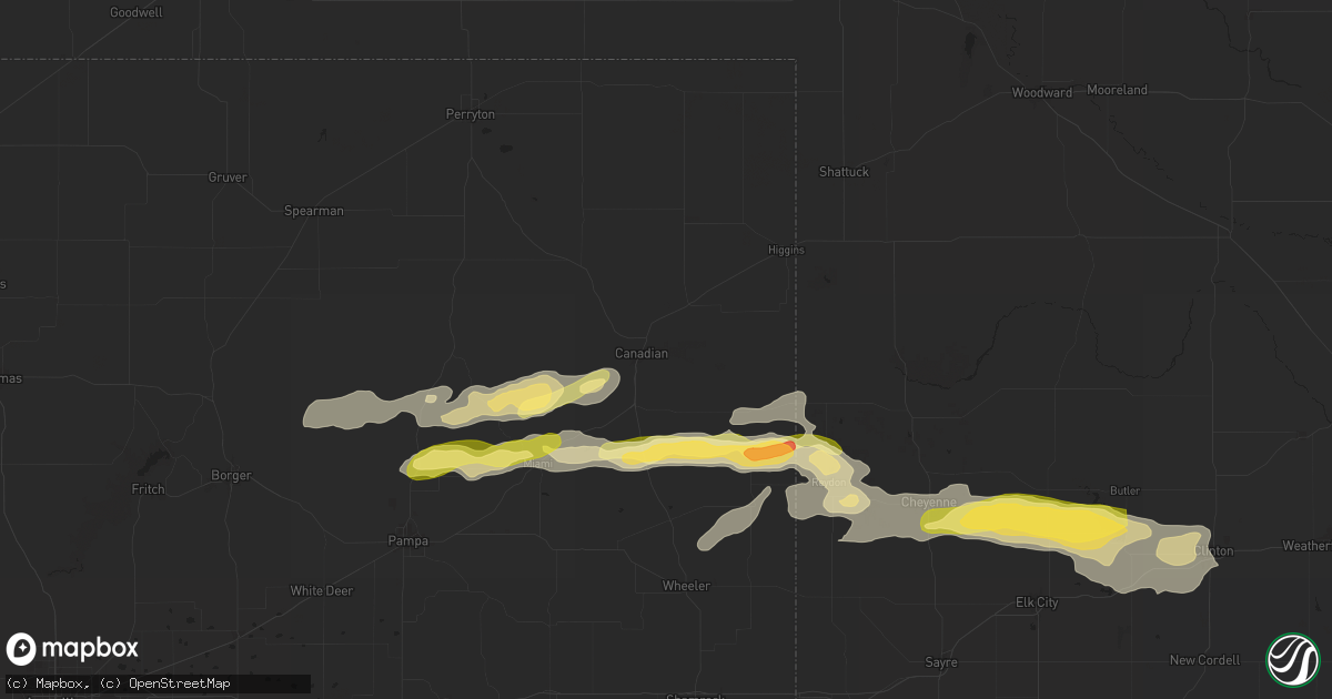 Hail map in Canadian, TX on June 5, 2025