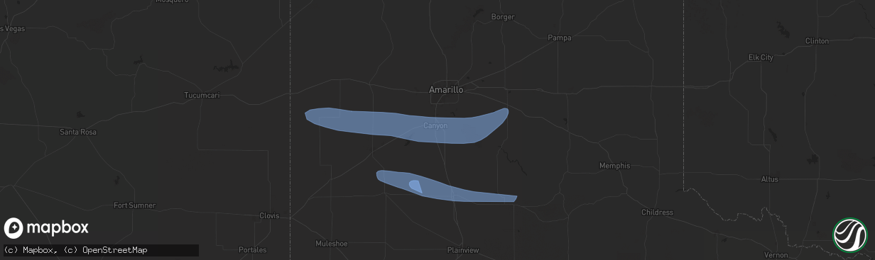 Hail map in Canyon, TX on June 5, 2025