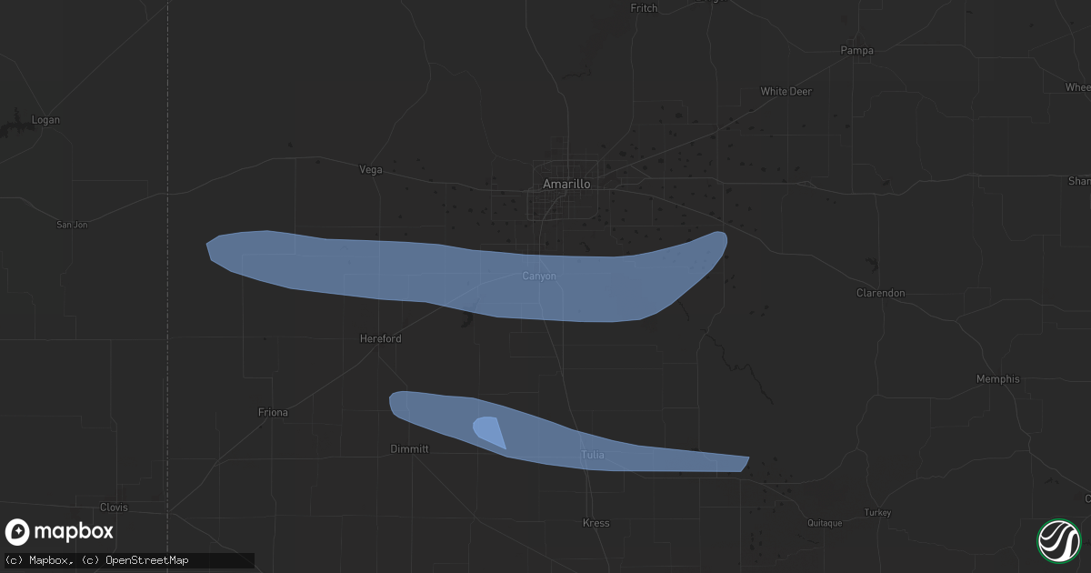 Hail map in Canyon, TX on June 5, 2025