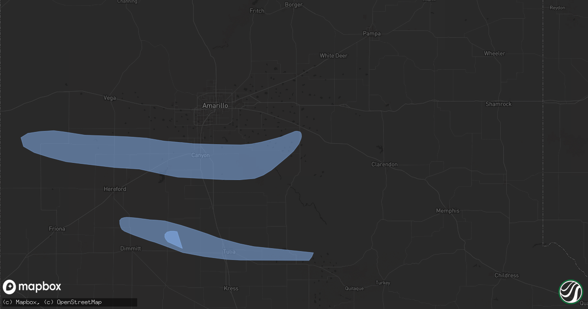 Hail map in Claude, TX on June 5, 2025