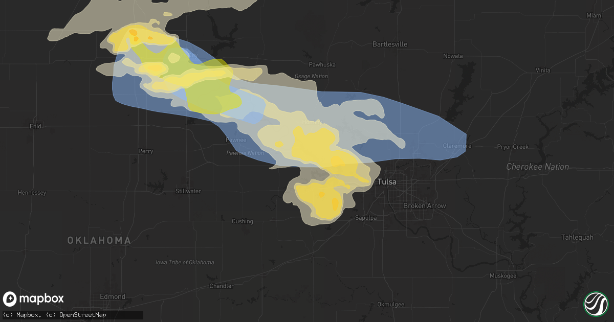 Hail map in Cleveland, OK on June 5, 2025