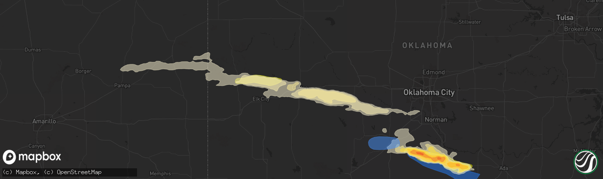 Hail map in Clinton, OK on June 5, 2025