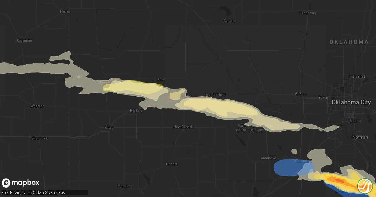 Hail map in Clinton, OK on June 5, 2025