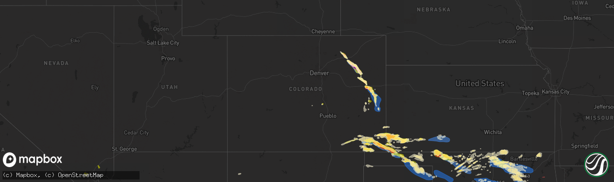 Hail map in Colorado on June 5, 2025