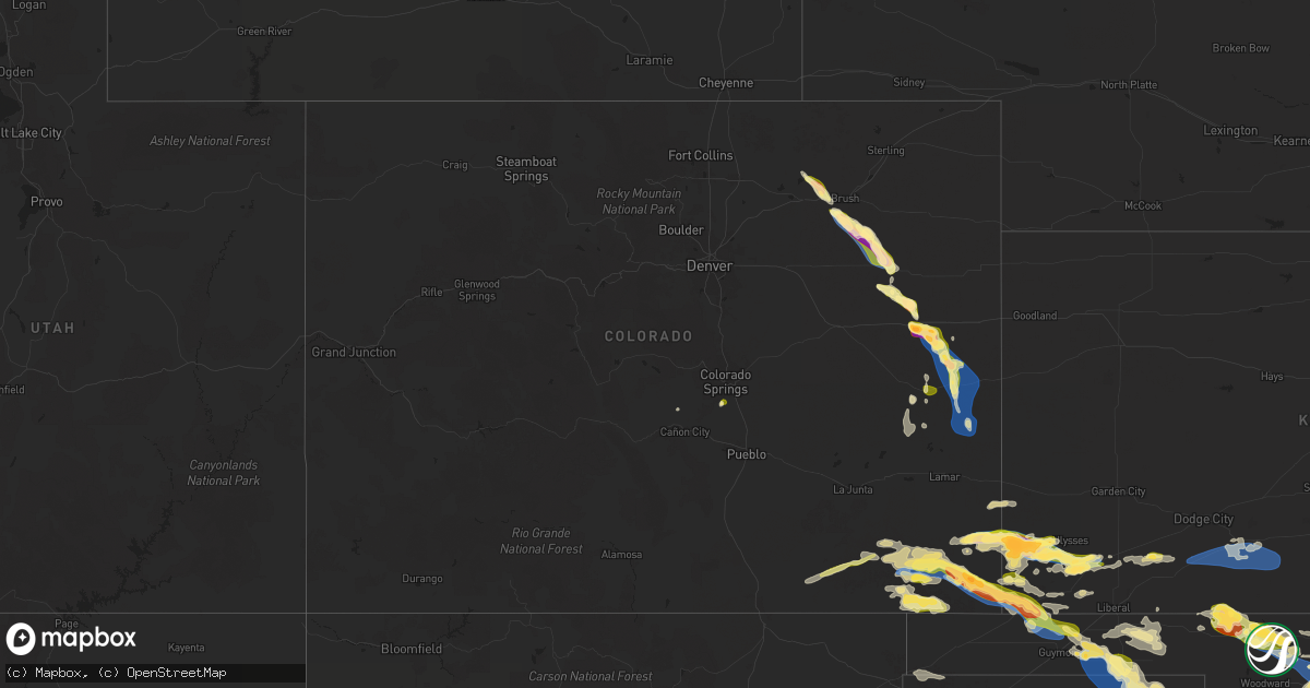 Hail map in Colorado on June 5, 2025
