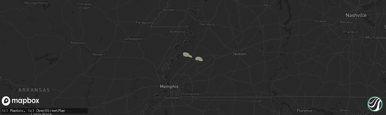 Hail map in Covington, TN on June 5, 2025