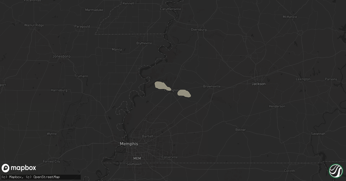 Hail map in Covington, TN on June 5, 2025