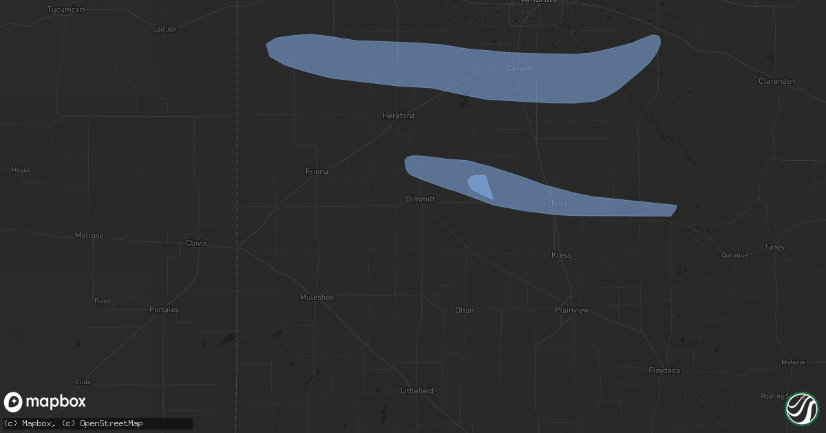 Hail map in Dimmitt, TX on June 5, 2025