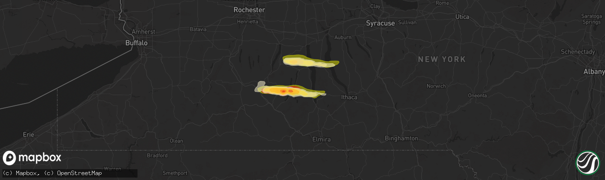Hail map in Dundee, NY on June 5, 2025