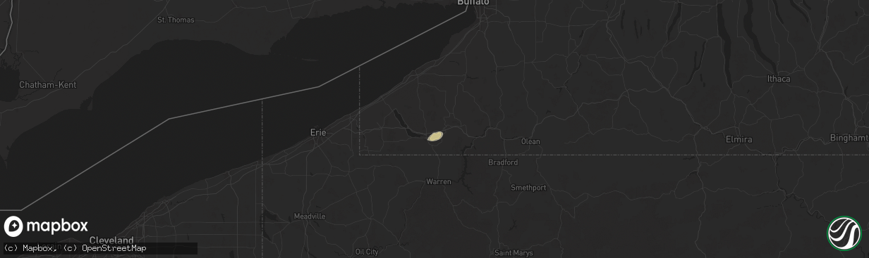 Hail map in Falconer, NY on June 5, 2025