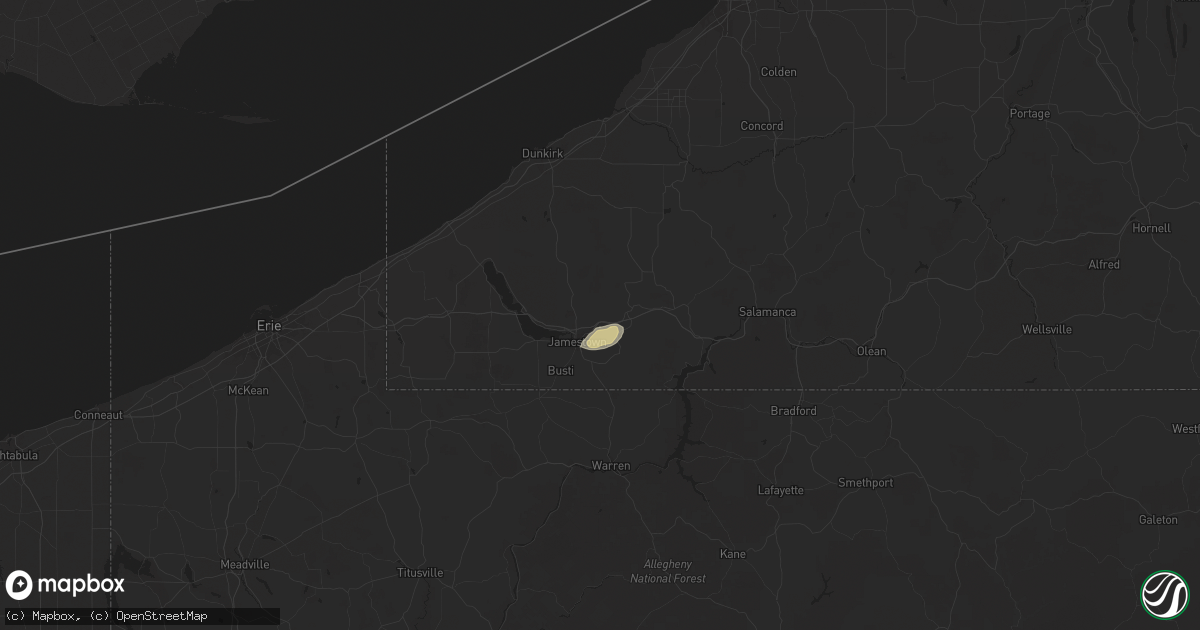 Hail map in Falconer, NY on June 5, 2025