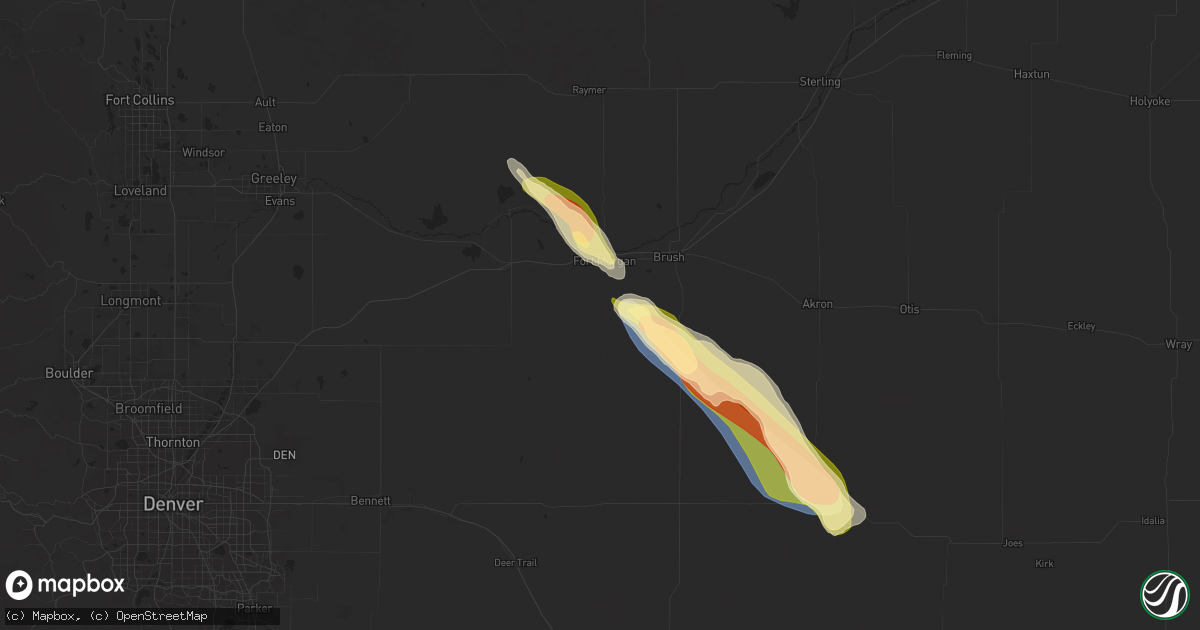 Hail map in Fort Morgan, CO on June 5, 2025