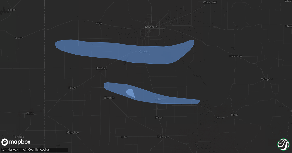 Hail map in Happy, TX on June 5, 2025