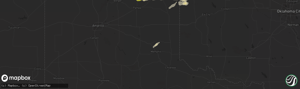 Hail map in Hedley, TX on June 5, 2025