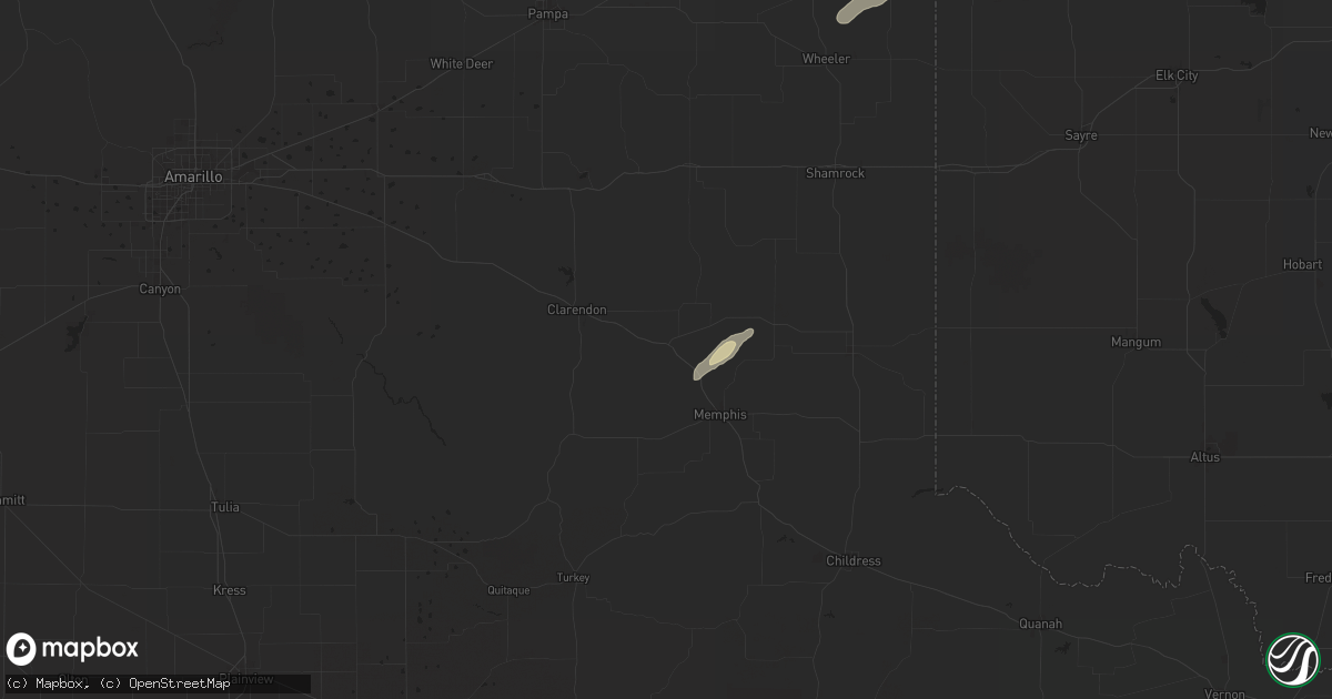 Hail map in Hedley, TX on June 5, 2025
