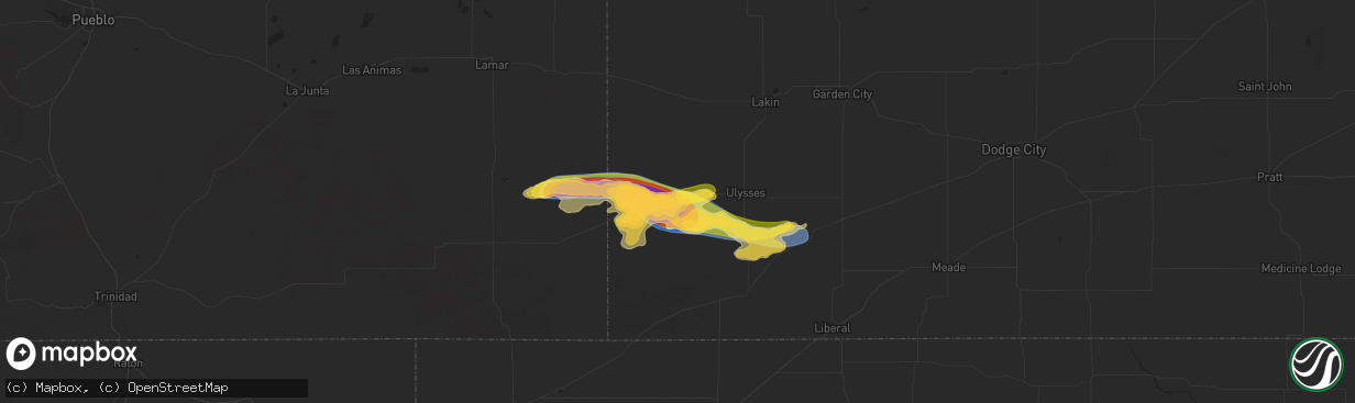 Hail map in Johnson, KS on June 5, 2025