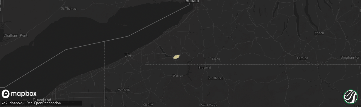 Hail map in Kennedy, NY on June 5, 2025