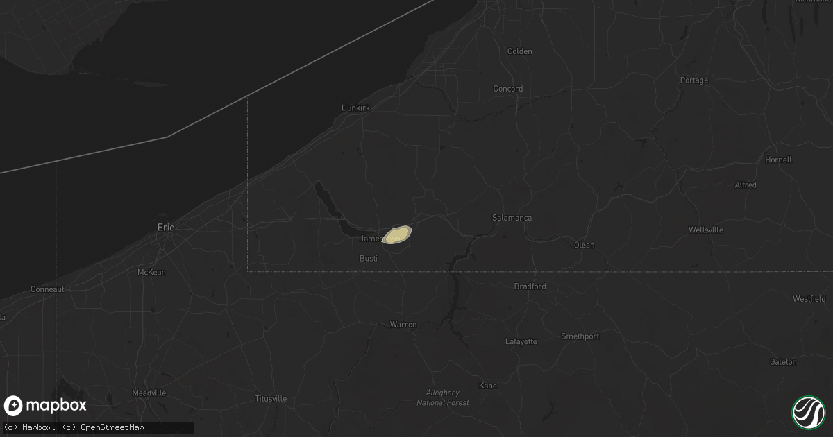 Hail map in Kennedy, NY on June 5, 2025