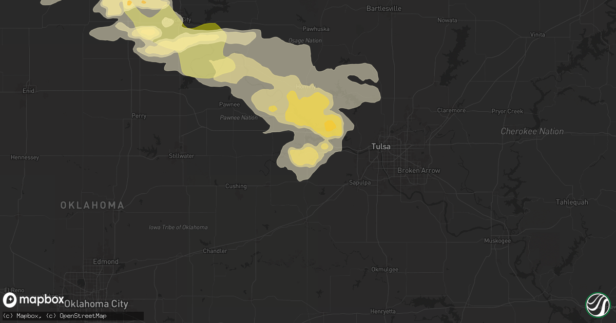 Hail map in Mannford, OK on June 5, 2025