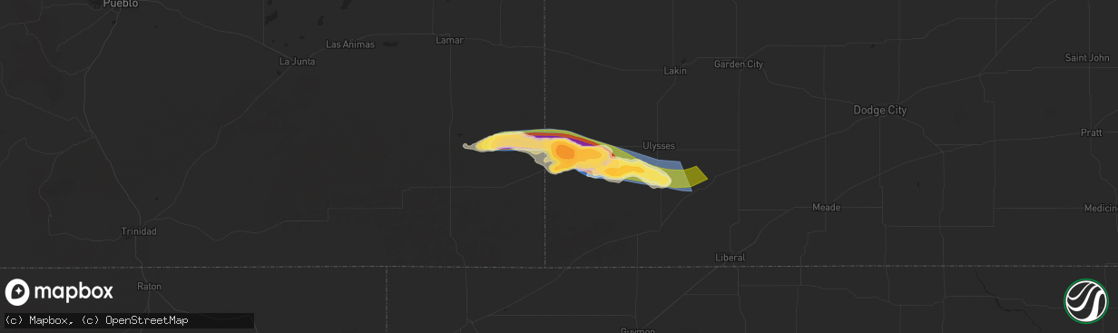 Hail map in Manter, KS on June 5, 2025