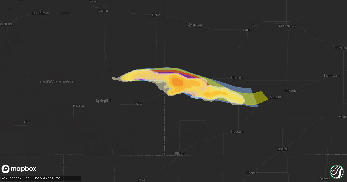 Hail map in Manter, KS on June 5, 2025