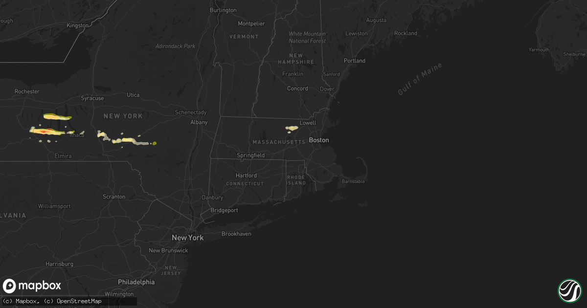 Hail map in Massachusetts on June 5, 2025