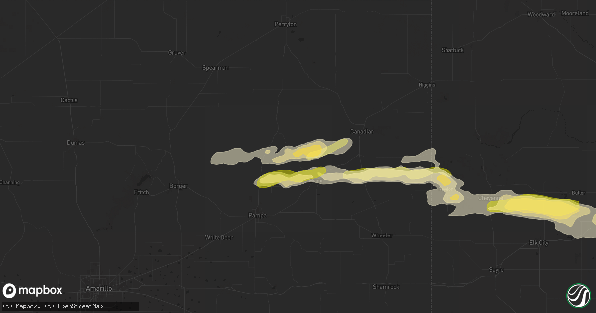 Hail map in Miami, TX on June 5, 2025