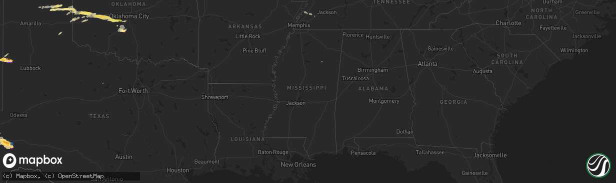 Hail map in Mississippi on June 5, 2025