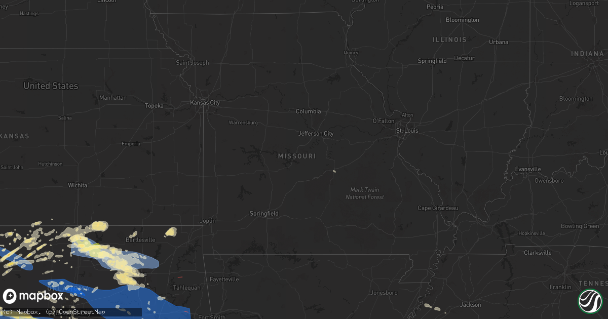 Hail map in Missouri on June 5, 2025