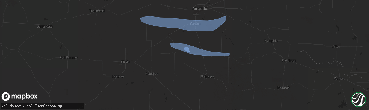 Hail map in Nazareth, TX on June 5, 2025