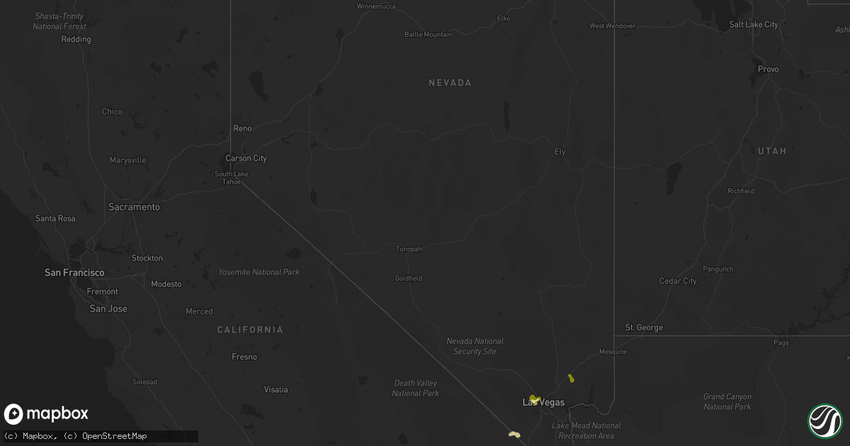 Hail map in Nevada on June 5, 2025