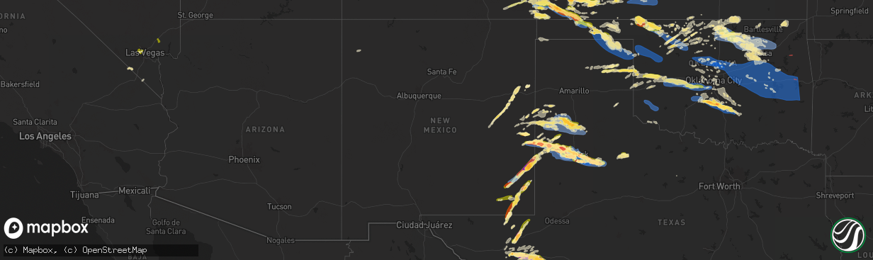 Hail map in New Mexico on June 5, 2025