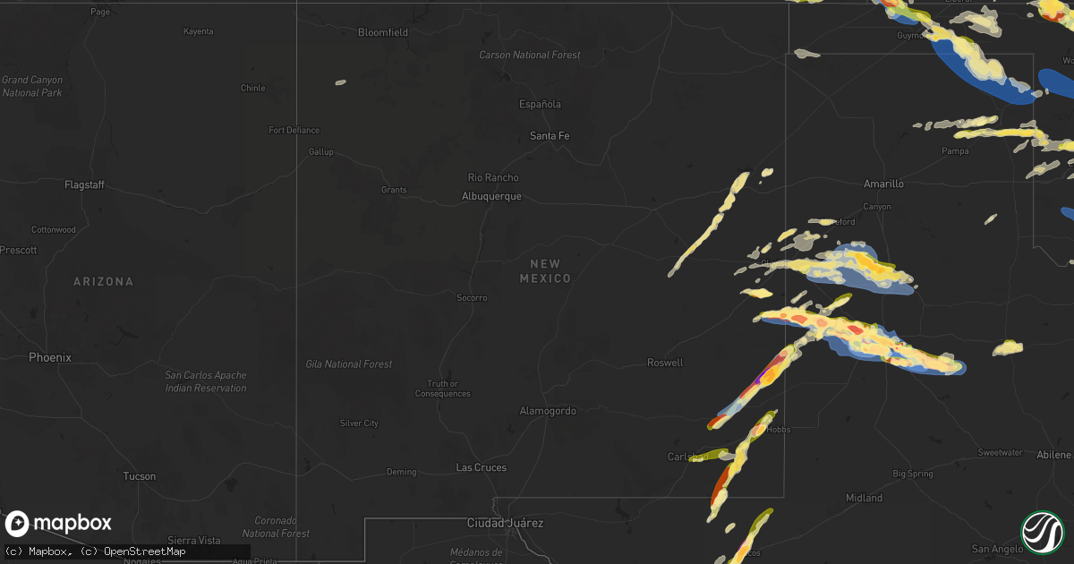 Hail map in New Mexico on June 5, 2025