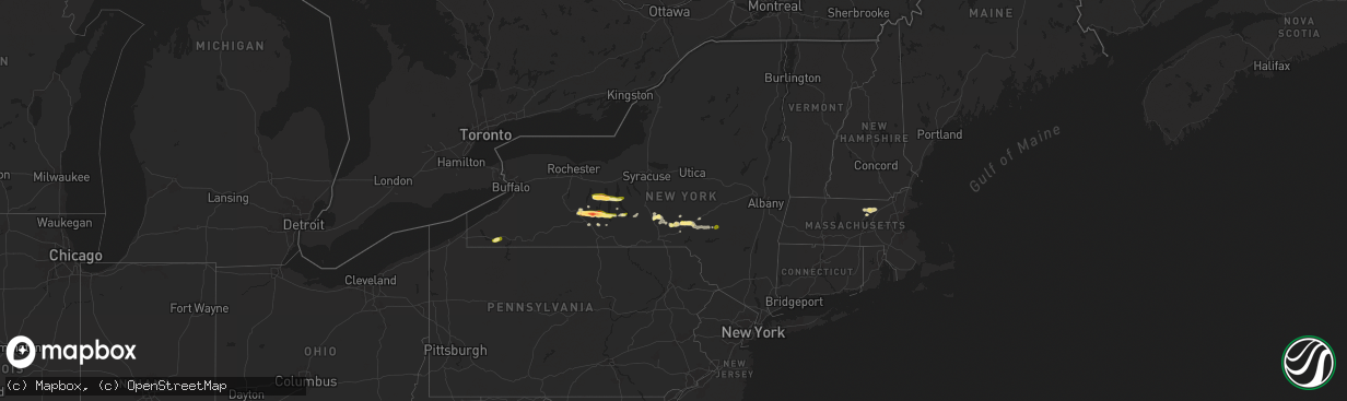 Hail map in New York on June 5, 2025