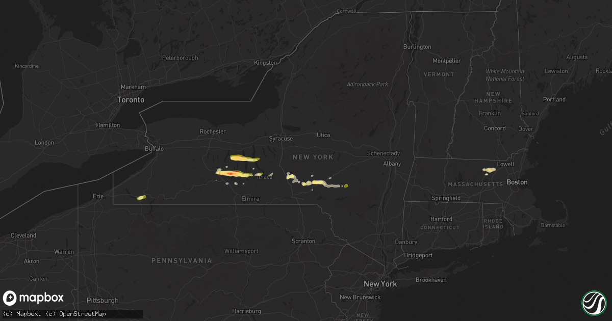 Hail map in New York on June 5, 2025