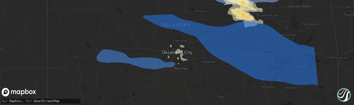 Hail map in Oklahoma City, OK on June 5, 2025