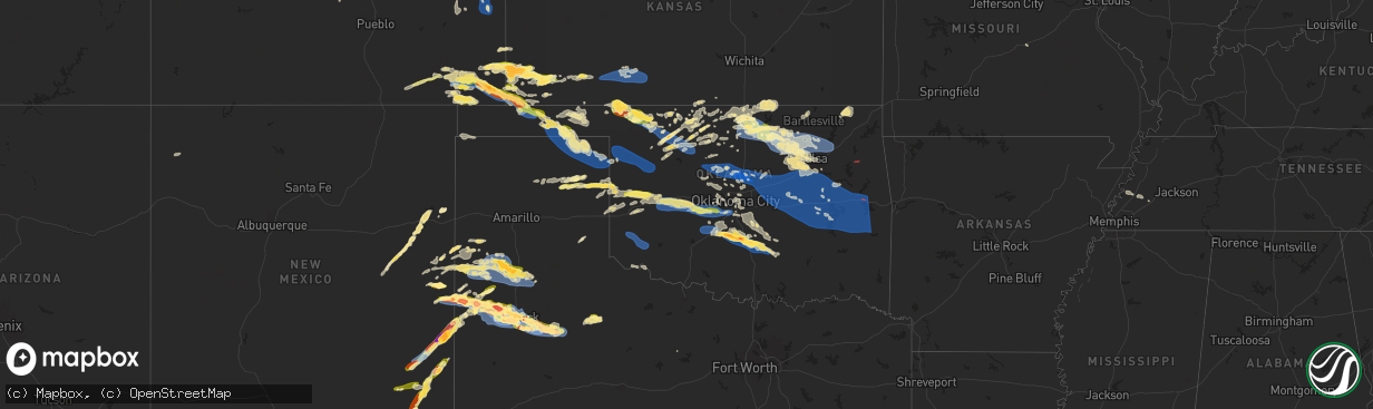 Hail map in Oklahoma on June 5, 2025