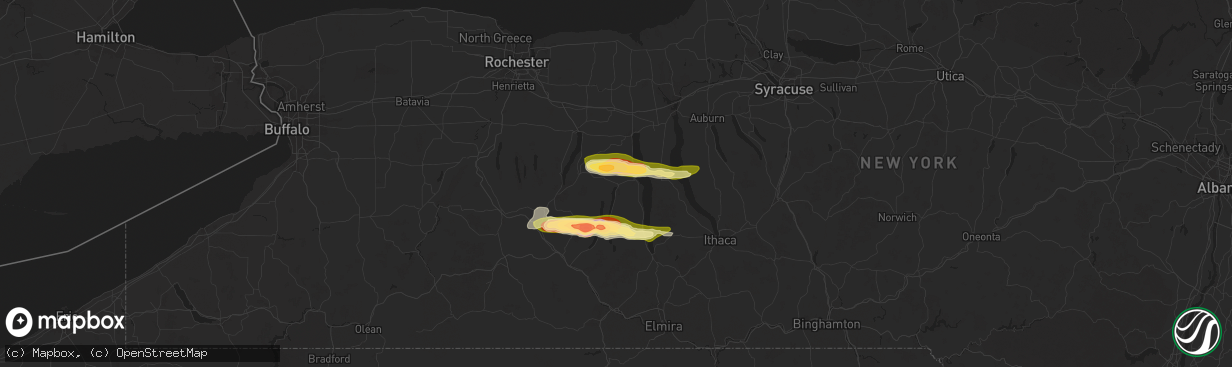 Hail map in Penn Yan, NY on June 5, 2025