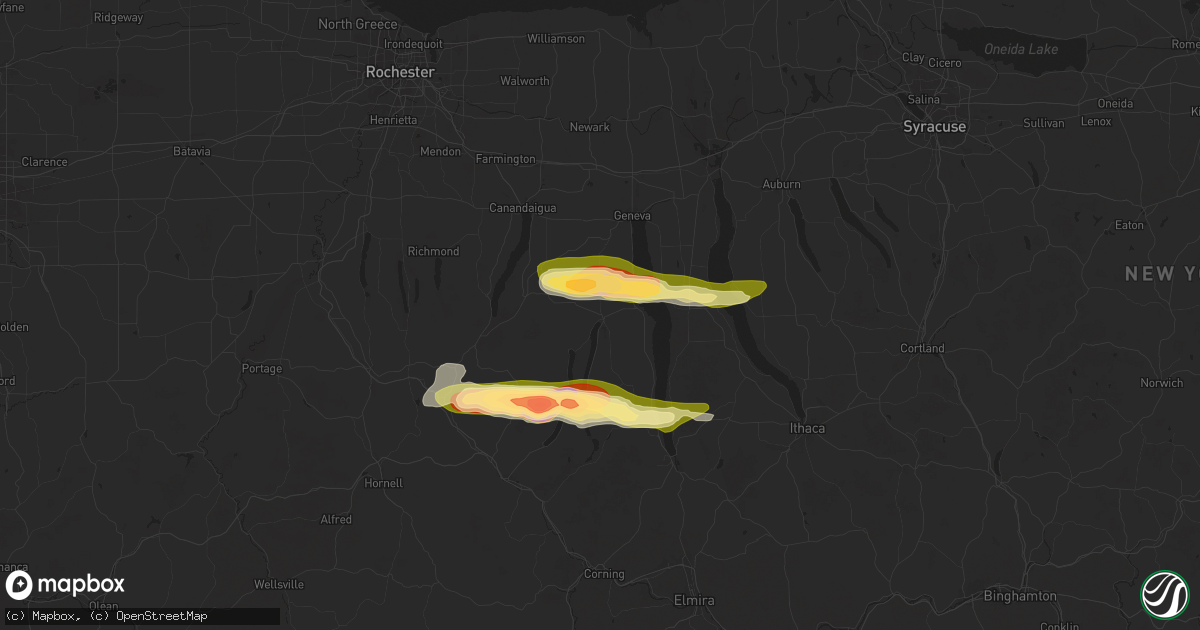 Hail map in Penn Yan, NY on June 5, 2025