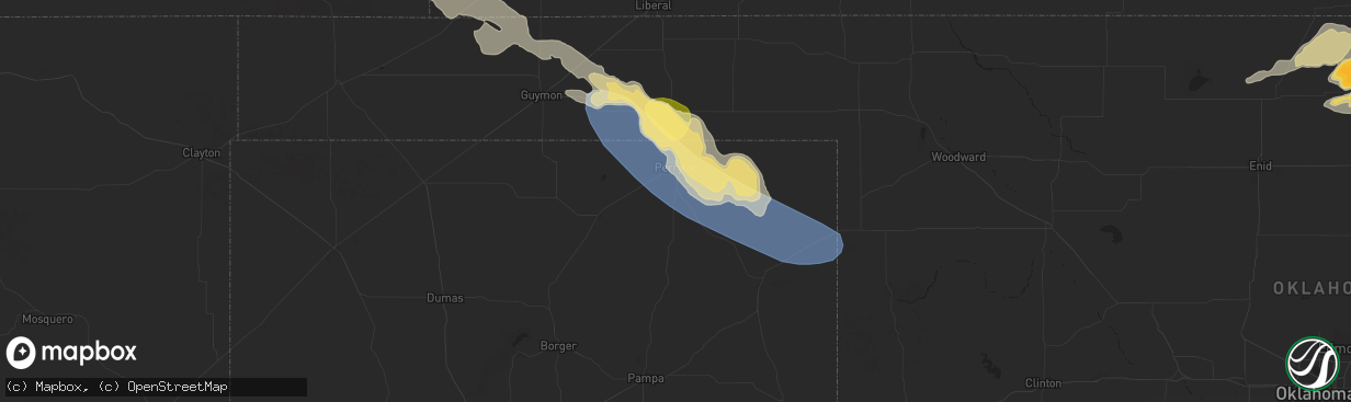 Hail map in Perryton, TX on June 5, 2025