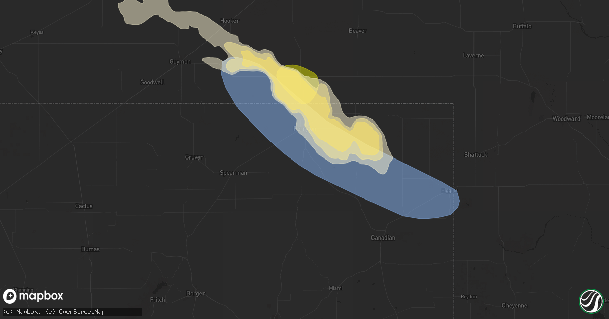 Hail map in Perryton, TX on June 5, 2025
