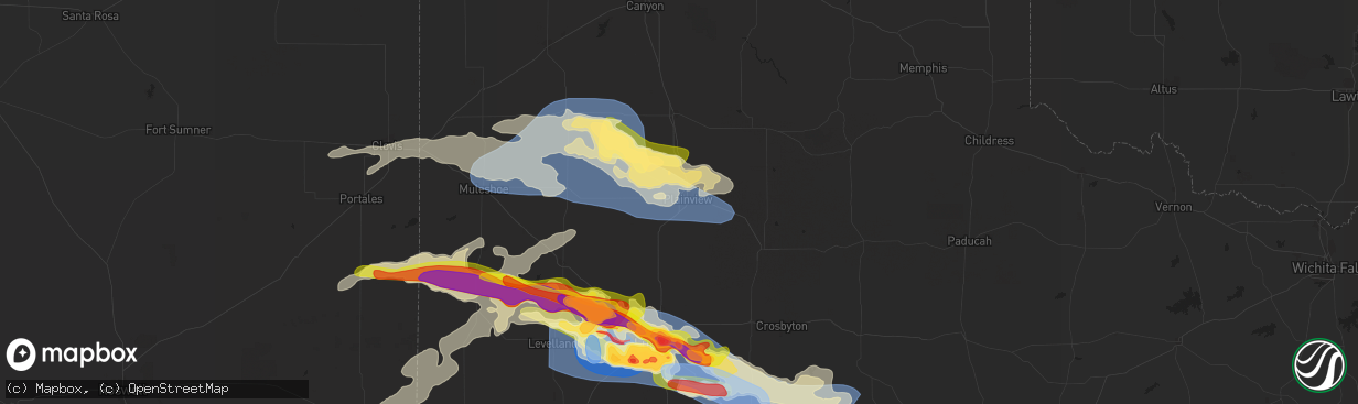 Hail map in Plainview, TX on June 5, 2025