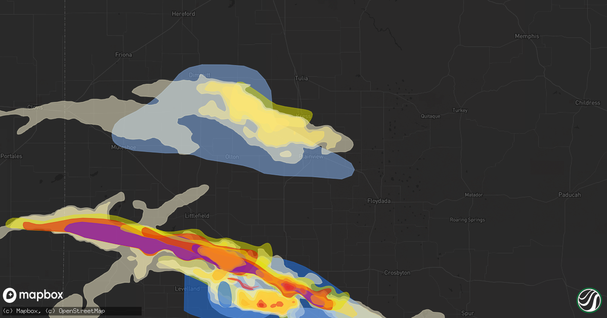 Hail map in Plainview, TX on June 5, 2025